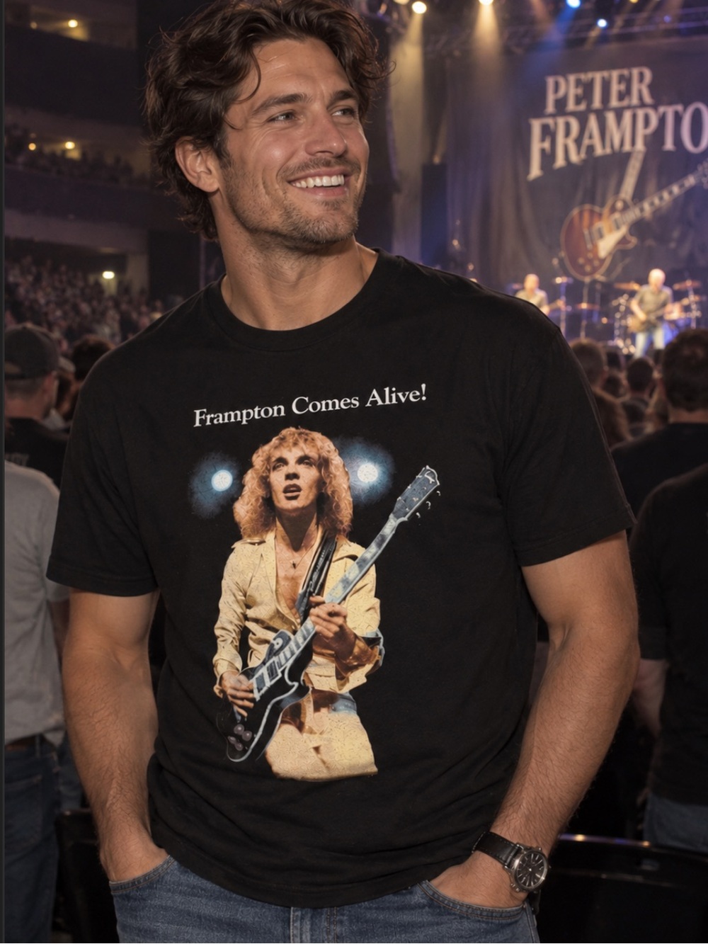 Gildan Black 'Frampton Comes Alive!' Graphic Tee size 2XL NWOT